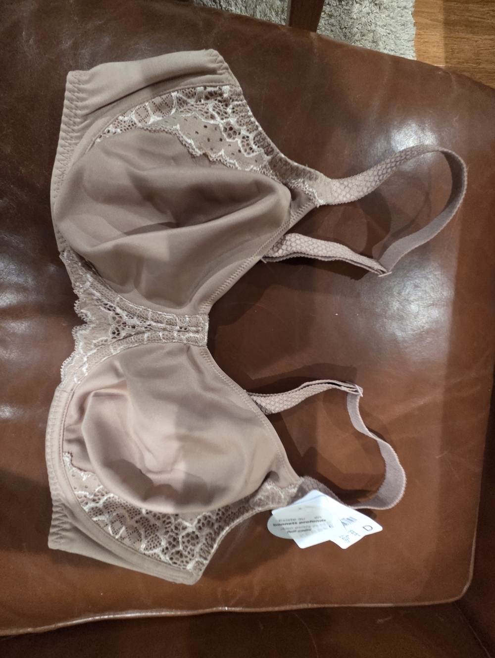 Simone Perele Lace-Trim Underwire Bra in Preppy Nude - NWT - 38D